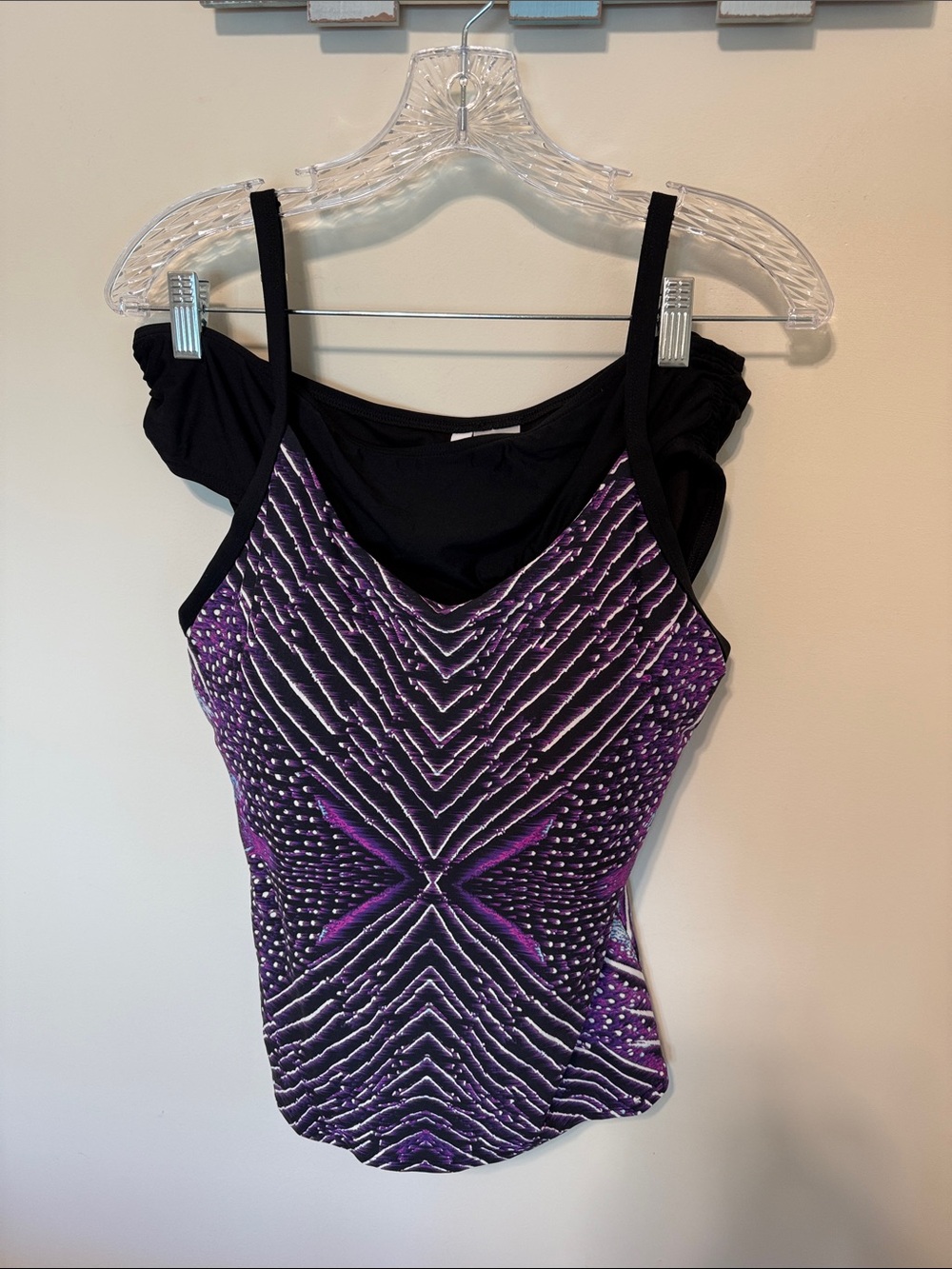 Calvin Klein Women’s Artemis Geometric Pattern Purple Tankini Set / Size XL